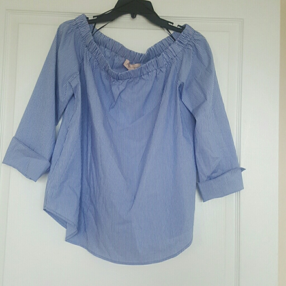 Blue and white stripe blouse